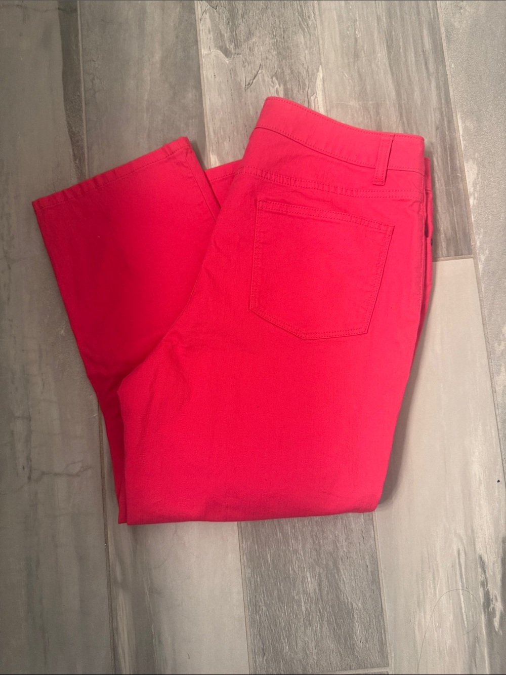 Talbots Vibrant Pink Curvy Cropped Straight Jeans